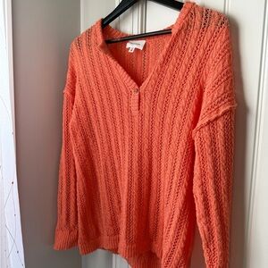 Elegant V-Neck Coral Sweater